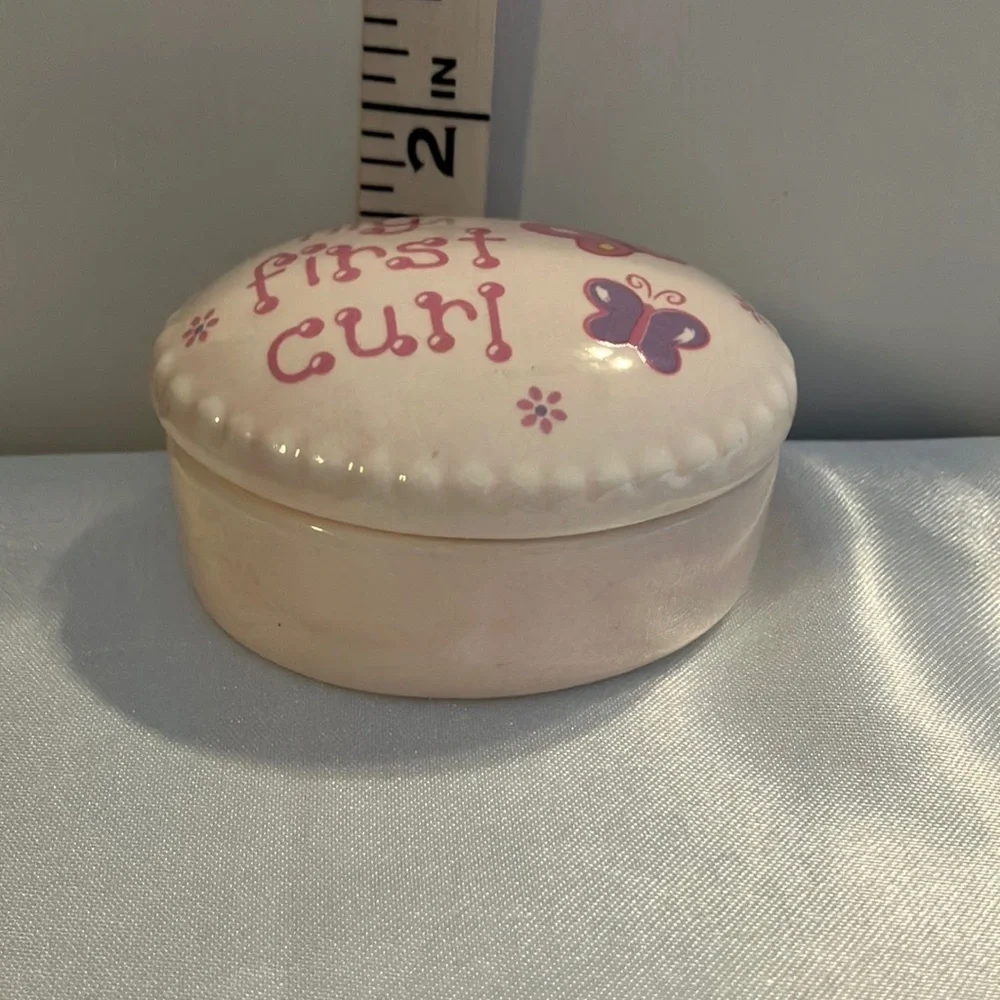 Keepsake Box “My First‎ Curl” Pink and Purple Butterfly